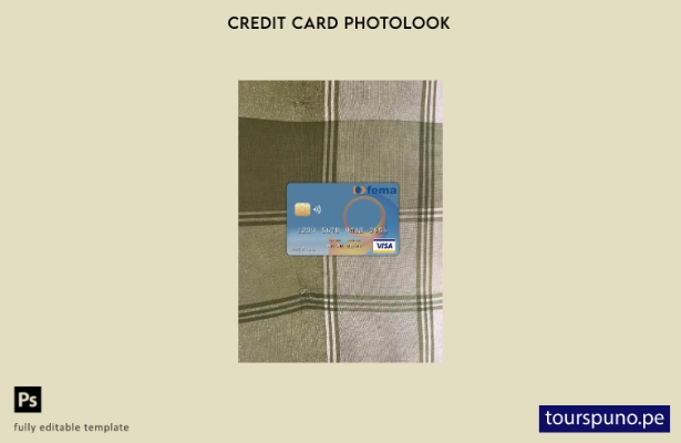 listo para imprimir plantilla frontal de aspecto fotográfico de tarjeta visa  45